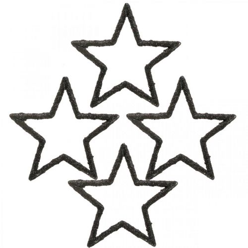 Floristik24 Adorno scatter estrellas navidad brillo negro Ø4cm 120p