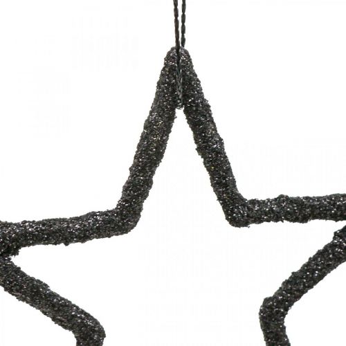 Artículo Adorno navideño estrella colgante brillo negro 7.5cm 40p