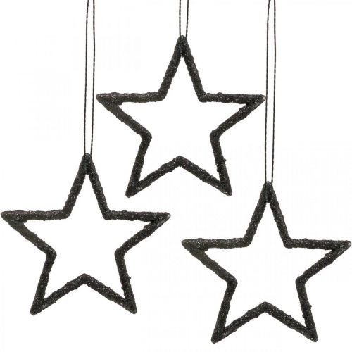 Artículo Adorno navideño estrella colgante brillo negro 7.5cm 40p