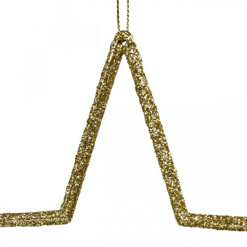 Artículo Adorno navideño estrella colgante brillo dorado 17.5cm 9pcs