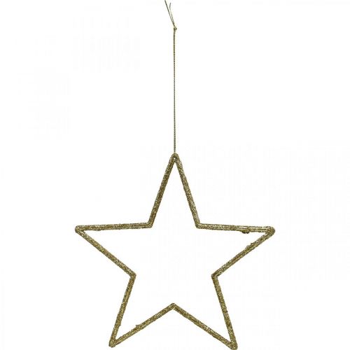 Artículo Adorno navideño estrella colgante brillo dorado 17.5cm 9pcs