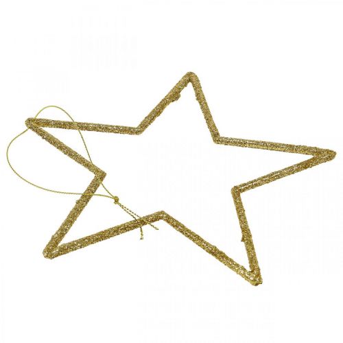 Artículo Adorno navideño estrella colgante brillo dorado 17.5cm 9pcs