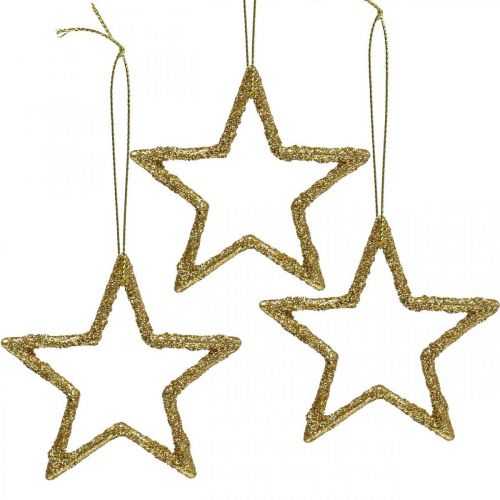 Adorno navideño estrella colgante brillo dorado 7.5cm 40p