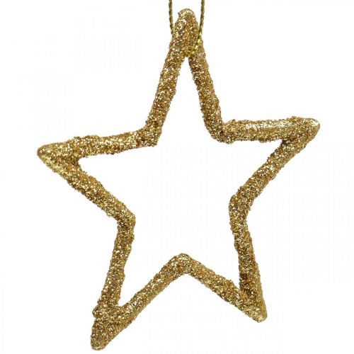 Artículo Adorno navideño estrella colgante brillo dorado 7.5cm 40p
