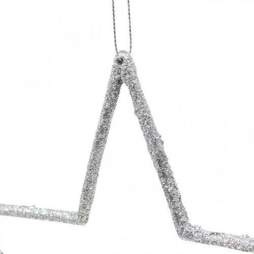 Artículo Decoración navideña colgante estrella brillo plateado 17,5 cm 9 piezas