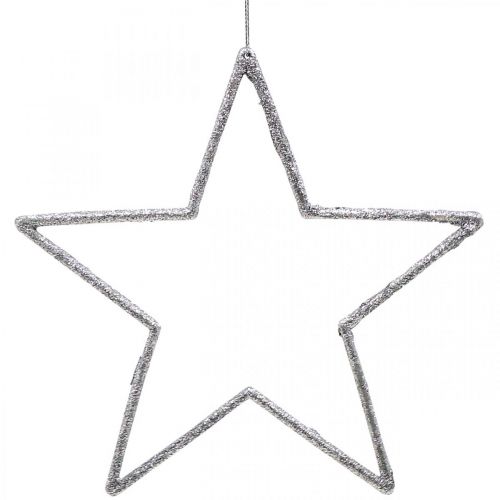 Decoración navideña colgante estrella brillo plateado 17,5 cm 9 piezas