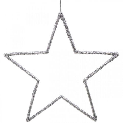 Artículo Adorno navideño estrella colgante plata brillo 17.5cm 9pcs