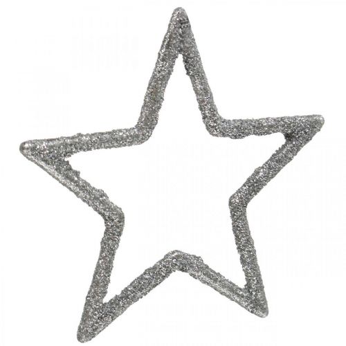 Artículo Decoración dispersa Estrellas navideñas purpurina plateada Ø4cm 120 piezas