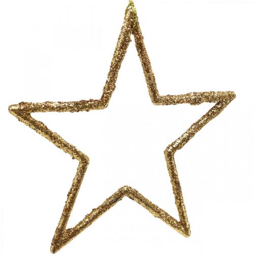 Artículo Estrellas brillantes, adornos de adviento, adornos de estrellas para colgar, adornos navideños dorados 11,5 × 12 cm 12 piezas