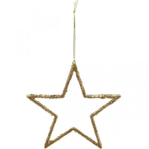 Floristik24 Estrellas brillantes, adornos de adviento, adornos de estrellas para colgar, adornos navideños dorados 11,5 × 12 cm 12 piezas