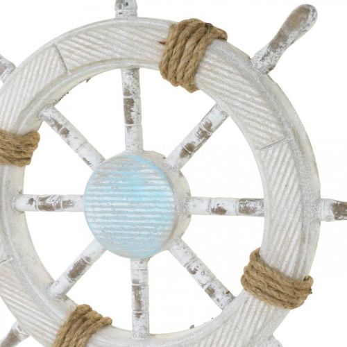 Floristik24 Decoración marinera, volante de madera natural, azul y blanco shabby chic Ø35cm