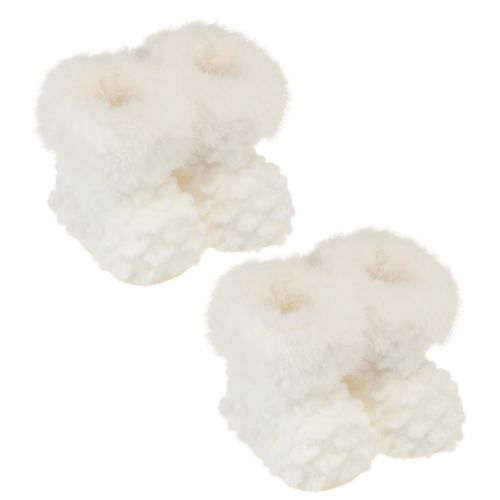 Artículo Botas con botas de piel decoración para árbol de Navidad blanco 7cm 2ud