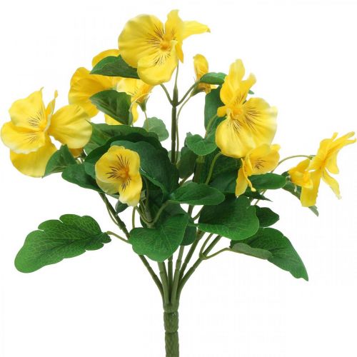 Floristik24 Pensamientos artificiales Amarillo Flor artificial para pegar 30cm