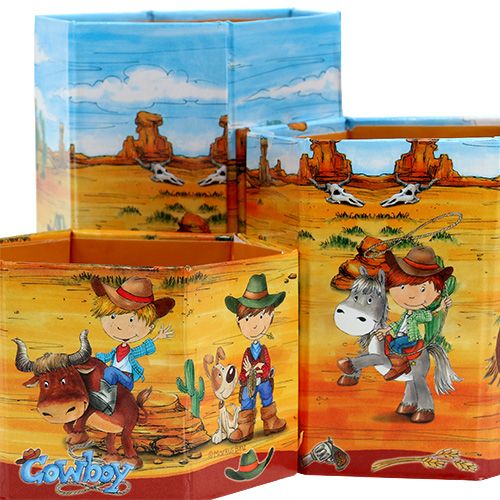 Floristik24 Juego de portalápices con motivo cowboy Alt. 6-12 cm