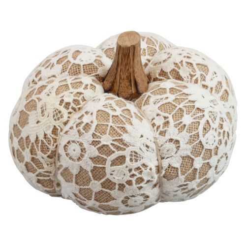 Artículo Tela decoración calabaza yute encaje blanco/beige decoración vintage Ø15cm