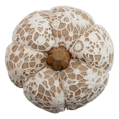Floristik24 Tela decoración calabaza yute encaje blanco/beige decoración vintage Ø15cm