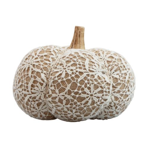 Artículo Tela decoración calabaza yute encaje blanco/beige decoración vintage Ø18cm