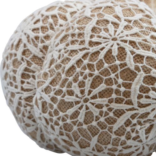 Artículo Tela decoración calabaza yute encaje blanco/beige decoración vintage Ø18cm