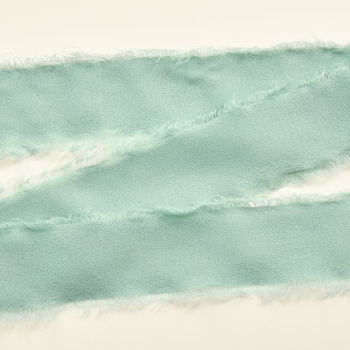 Artículo Cinta de tela decorativa con flecos verde salvia 40mm 15m