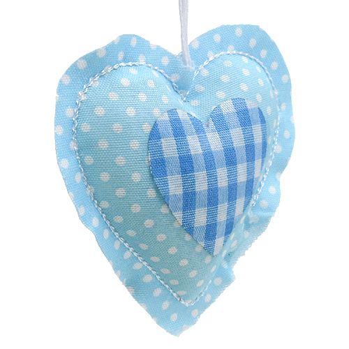 Floristik24 Perchas de tela en forma de corazón 7cm 12pcs azul, blanco