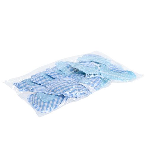 Floristik24 Perchas de tela en forma de corazón 7cm 12pcs azul, blanco