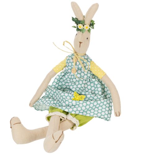 Artículo Conejo de Pascua de peluche, conejo de Pascua con ropa, conejita de peluche H43cm