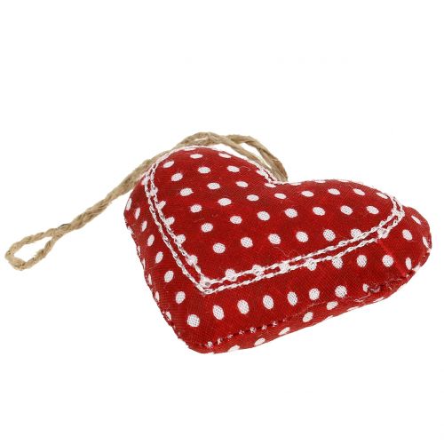 Floristik24 Stoffherz Mix para colgar rojo, blanco, naturaleza 6cm 6pcs