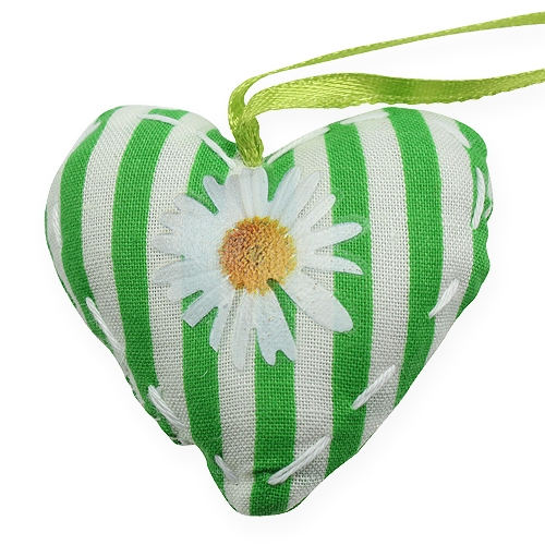 Floristik24 Corazón de tela para colgar verde 5cm 6pcs