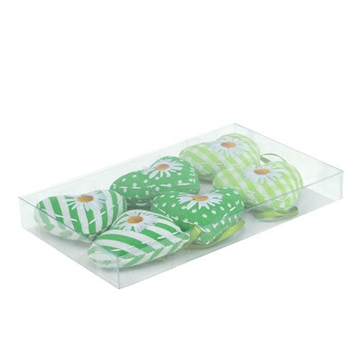 Floristik24 Corazón de tela para colgar verde 5cm 6pcs