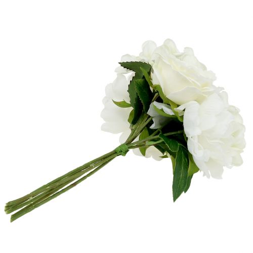 Artículo Deco bouquet blanco con perlas y pedrería 29cm