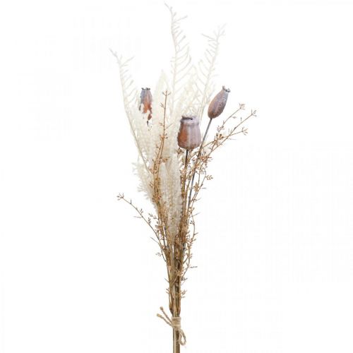 Cápsulas de amapola deco flores secas crema de helecho artificial 63cm