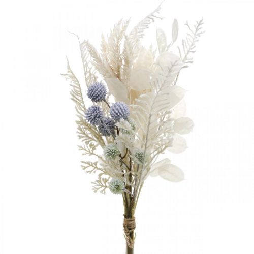 Floristik24 Hoja de plata globo cardo helecho flores artificiales crema 56cm manojo