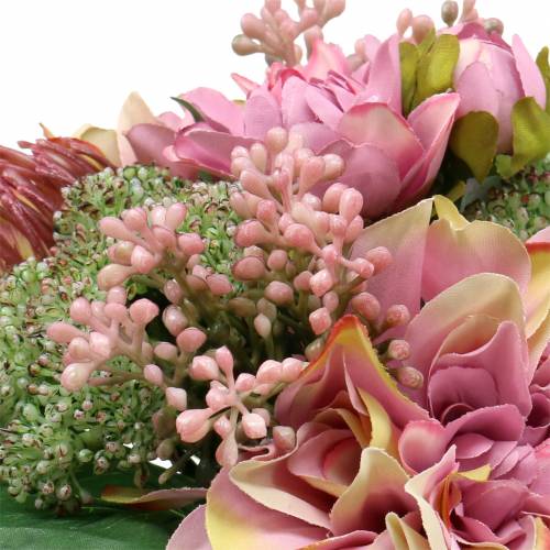 Floristik24 Ramo dalia y protea, flores de seda, decoración de verano L25cm