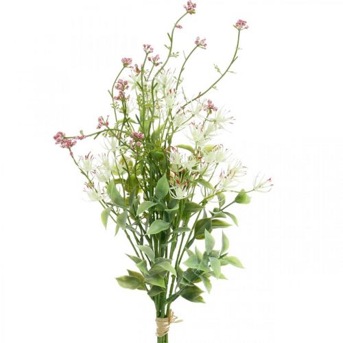 Ramo primaveral rosa artificial, blanco, verde ramo de flores artificiales H43cm