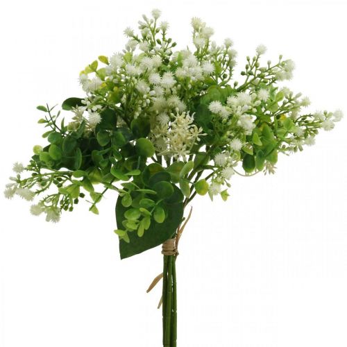 Ramo decorativo Flores artificiales Ramo Flores artificiales Verde Blanco L36cm
