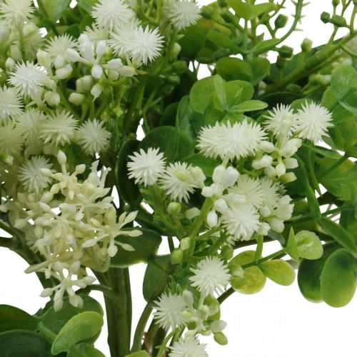 Ramo decorativo Flores artificiales Ramo Flores artificiales Verde Blanco L36cm