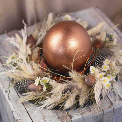 Artículo Decoración de huevos de avestruz soplada Decoración de Pascua cobre Ø12cm H14cm