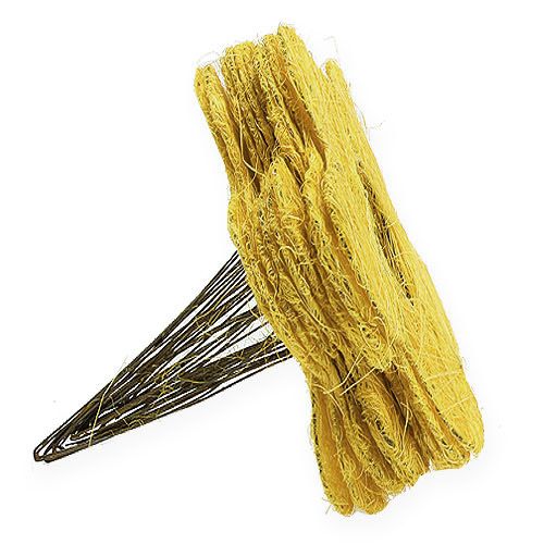 Floristik24 Puño de sisal amarillo Ø20cm puño flor 8pcs