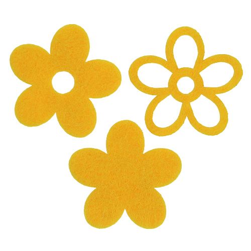 Floristik24 Decoración dispersa flor de fieltro amarillo surtido 4cm 72 piezas