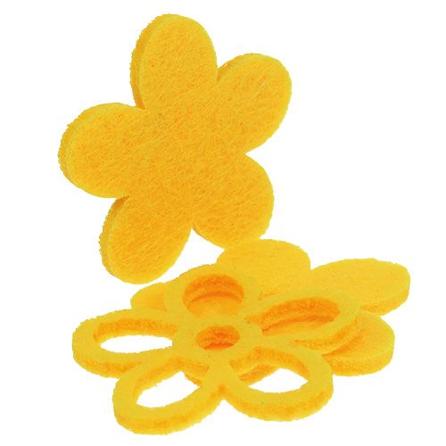 Floristik24 Decoración dispersa flor de fieltro amarillo surtido 4cm 72 piezas