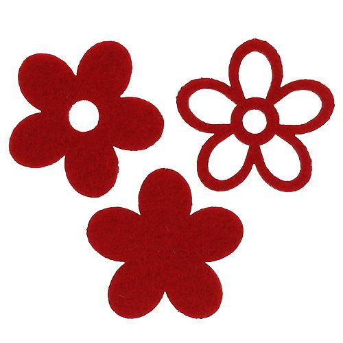 Artículo Litter-Deco fieltro flor roja clasificada en la mezcla Ø4cm 72pcs