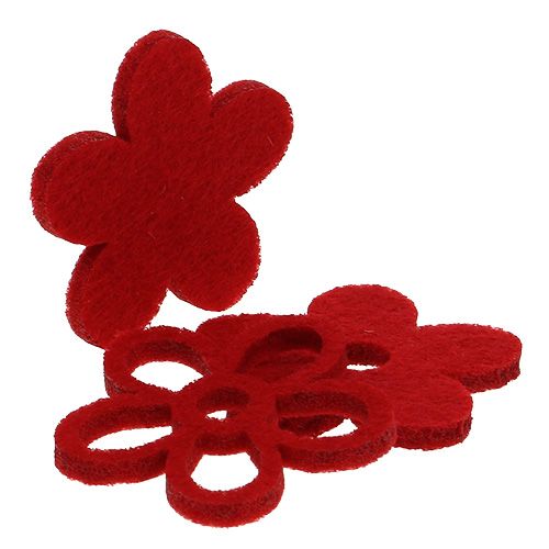 Artículo Decoración dispersa flor de fieltro rojo surtido en mezcla Ø4cm 72 piezas