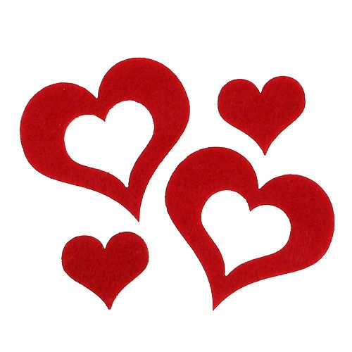 Floristik24 Corazones decorativos dispersos fieltro 2,5 cm - 5 cm rojo 24 piezas