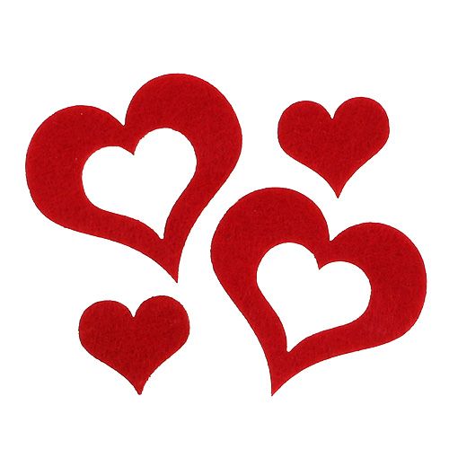 Floristik24 Corazones decorativos dispersos fieltro 2.5cm - 5cm rojo 24pcs