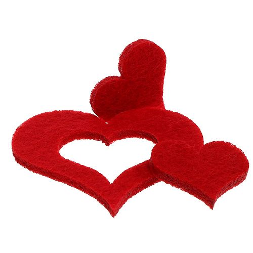 Floristik24 Corazones decorativos dispersos fieltro 2,5 cm - 5 cm rojo 24 piezas