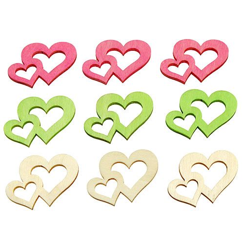 Artículo Esparcir corazones de madera surtidos. 4cm 72 piezas