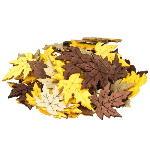 Artículo Decoración dispersa hojas de arce amarillo, marrón, platino surtido 4cm 72 piezas