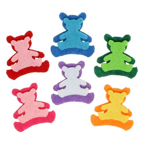 Artículo Oso decorativo disperso hecho de fieltro colores surtidos 3,5 cm x 3,5 cm 100 piezas