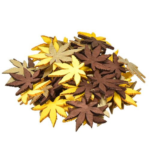 Artículo Hojas decorativas dispersas amarillo, marrón, platino surtido 4cm 72 piezas