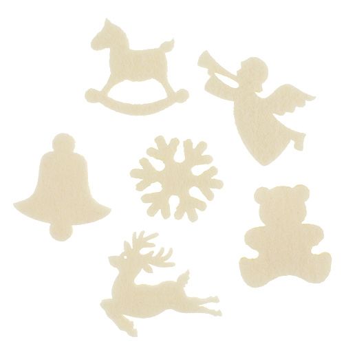 Floristik24 Figuras de fieltro decorativas dispersas crema 3cm 72 piezas